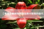 【推荐】滁州凤阳县信用卡取现的地方.