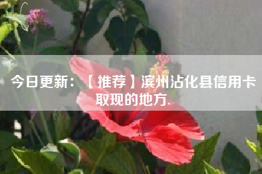 今日更新：【推荐】滨州沾化县信用卡取现的地方.